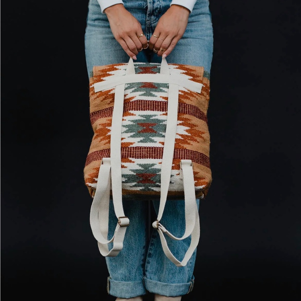 Rust Aztec Western Pattern Backpack - Picture 2 of 4